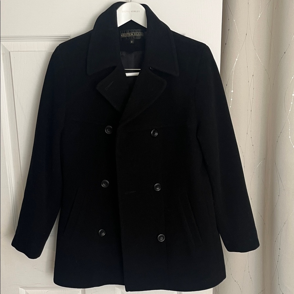 NWOT, Kristen Blake Black Double-Breasted Pea Coat